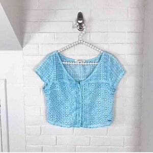 Blue Eyelet Women Top